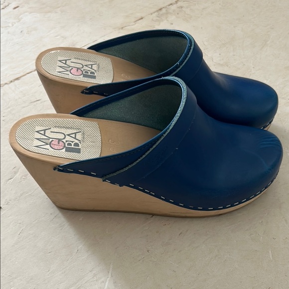 Blue Clog Mules with Rounded Toe - Picture 2 of 5